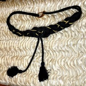 Braided VTG Black Gold Rope 2 Tassel Retro Belt